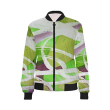 Load image into Gallery viewer, Abstract Circles Green All Over Print Bomber Jacket for Women (Model H36)