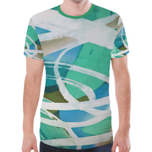 Abstract Circles Aqua New All Over Print T-shirt for Men (Model T45)