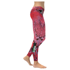 Rose Bouquet Flower Mosaic Low Rise Leggings (Invisible Stitch) (Model L05)