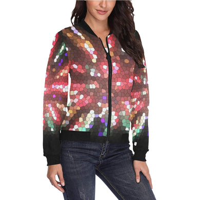 Fireworks Burst Mosaic All Over Print Bomber Jacket for Women (Model H36)