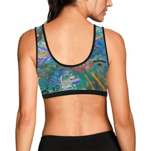 Load image into Gallery viewer, Graffiti Abstract Blue Women&#39;s All Over Print Sports Bra (Model T52)