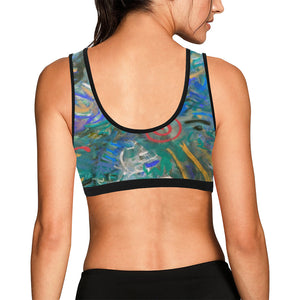 Graffiti Abstract Blue Women's All Over Print Sports Bra (Model T52)