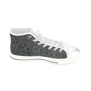 Crackle Black Men’s Classic High Top Canvas Shoes (Model 017)