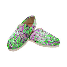 Load image into Gallery viewer, Marbled Abstract Green and Purple Mosaic Unisex Classic Canvas Slip-On (Model 1206)