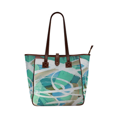 Abstract Circles Aqua Classic Tote Bag (Model 1644)