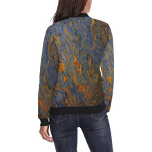 Load image into Gallery viewer, Marbled Abstract Orange All Over Print Bomber Jacket for Women (Model H36)