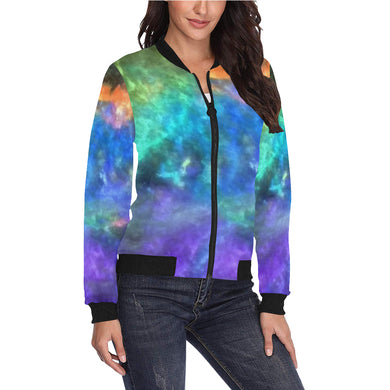 Splash of Color Negative All Over Print Bomber Jacket for Women (Model H36)