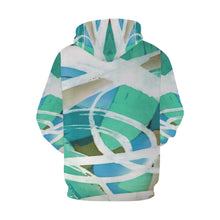 Load image into Gallery viewer, Abstract Circles Aqua All Over Print Hoodie for Women (USA Size) (Model H13)