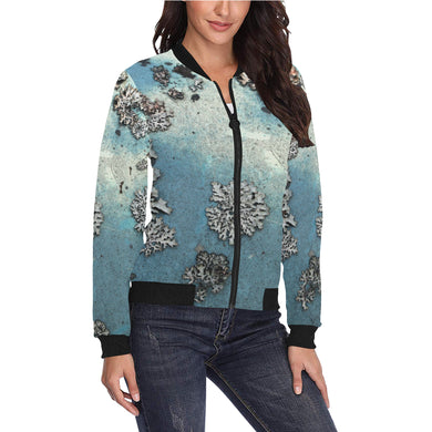 Patches of Moss All Over Print Bomber Jacket for Women (Model H36)