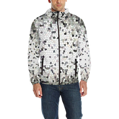 Crackle Mosaic All Over Print Quilted Windbreaker for Men (Model H35)