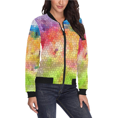 Splash of Color Mosaic All Over Print Bomber Jacket for Women (Model H36)