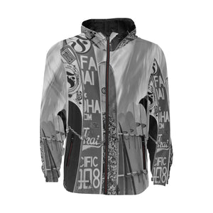 Surfboards Black and White All Over Print Quilted Windbreaker for Men (Model H35)