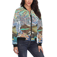 Load image into Gallery viewer, Pleasantly Paisley Negative All Over Print Bomber Jacket for Women (Model H36)