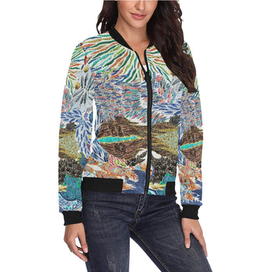 Pleasantly Paisley Negative All Over Print Bomber Jacket for Women (Model H36)