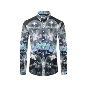 Painted Skulls Negative Men's All Over Print Casual Dress Shirt (Model T61)