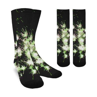 Fireworks Flowers Green Trouser Socks (For Men)