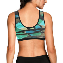 Load image into Gallery viewer, Abstract Circles Black and Teal Women&#39;s All Over Print Sports Bra (Model T52)