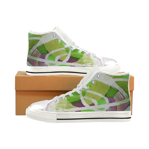 Abstract Circles Green Women's Classic High Top Canvas Shoes (Model 017)