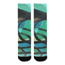 Load image into Gallery viewer, Abstract Circles Black and Teal Trouser Socks (For Men)