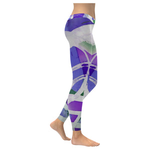 Abstract Circles Purple Low Rise Leggings (Invisible Stitch) (Model L05)