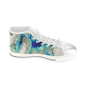 Sea of Flames Negative Women's Classic High Top Canvas Shoes (Model 017)