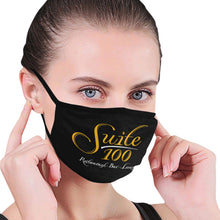 Load image into Gallery viewer, Suite 100 Black and Gold Mouth Mask (2 Filters Included) (Non-medical Products)