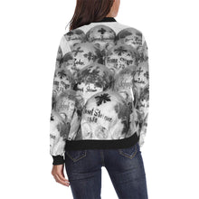 Load image into Gallery viewer, Painted Skulls Black and White All Over Print Bomber Jacket for Women (Model H36)