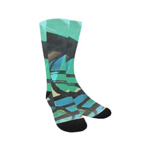 Load image into Gallery viewer, Abstract Circles Black and Teal Trouser Socks (For Men)