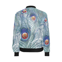 Load image into Gallery viewer, Peacock Feathers Negative All Over Print Bomber Jacket for Women (Model H36)