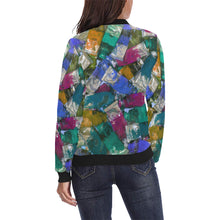 Load image into Gallery viewer, Oil Paints Blue All Over Print Bomber Jacket for Women (Model H36)