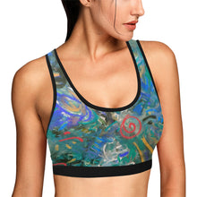 Load image into Gallery viewer, Graffiti Abstract Blue Women&#39;s All Over Print Sports Bra (Model T52)