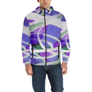 Abstract Circles Purple All Over Print Quilted Windbreaker for Men (Model H35)