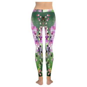 Fireweed Flower Mosaic Low Rise Leggings (Invisible Stitch) (Model L05)