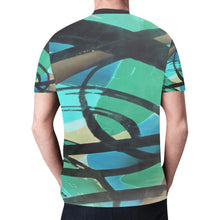 Load image into Gallery viewer, Abstract Circles Black and Teal New All Over Print T-shirt for Men (Model T45)