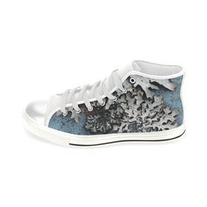 Moss Blue Men’s Classic High Top Canvas Shoes (Model 017)