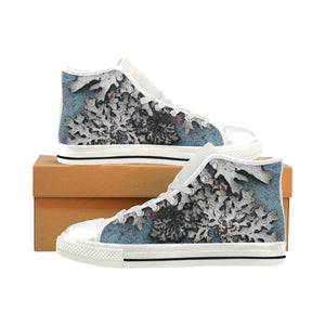 Moss Blue Men’s Classic High Top Canvas Shoes (Model 017)