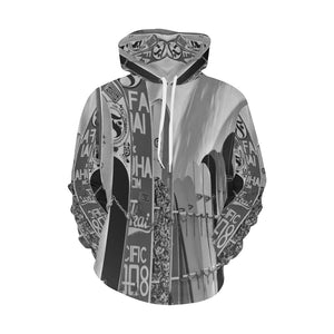 Surfboards Black and White All Over Print Hoodie for Men/Large Size (USA Size) (Model H13)