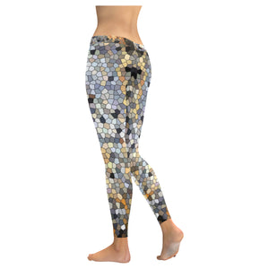 Marbled Abstract Mosaic Low Rise Leggings (Invisible Stitch) (Model L05)