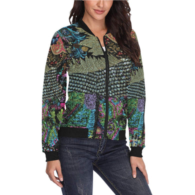 Paisley Power All Over Print Bomber Jacket for Women (Model H36)