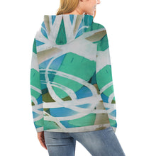 Load image into Gallery viewer, Abstract Circles Aqua All Over Print Hoodie for Women (USA Size) (Model H13)