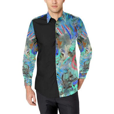 Graffiti Abstract Aqua Men's All Over Print Casual Dress Shirt (Model T61)