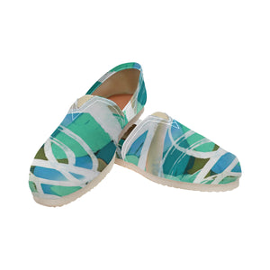 Abstract Circles Aqua Unisex Classic Canvas Slip-On (Model 1206)