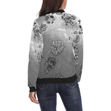 Load image into Gallery viewer, Patches of Moss Black and White All Over Print Bomber Jacket for Women (Model H36)