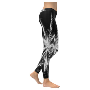 Fireworks Star Black and White Low Rise Leggings (Invisible Stitch) (Model L05)