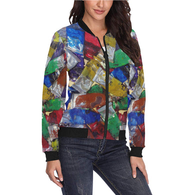 Oil Paints All Over Print Bomber Jacket for Women (Model H36)