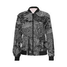 Load image into Gallery viewer, Paisley Power Black and White All Over Print Bomber Jacket for Women (Model H36)