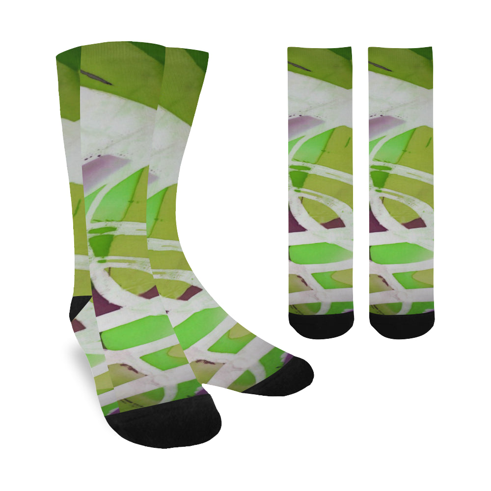 Abstract Circles Green Trouser Socks (For Men)