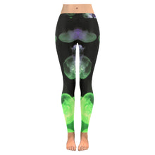 Load image into Gallery viewer, Jellyfish Green and Purple Low Rise Leggings (Invisible Stitch) (Model L05)