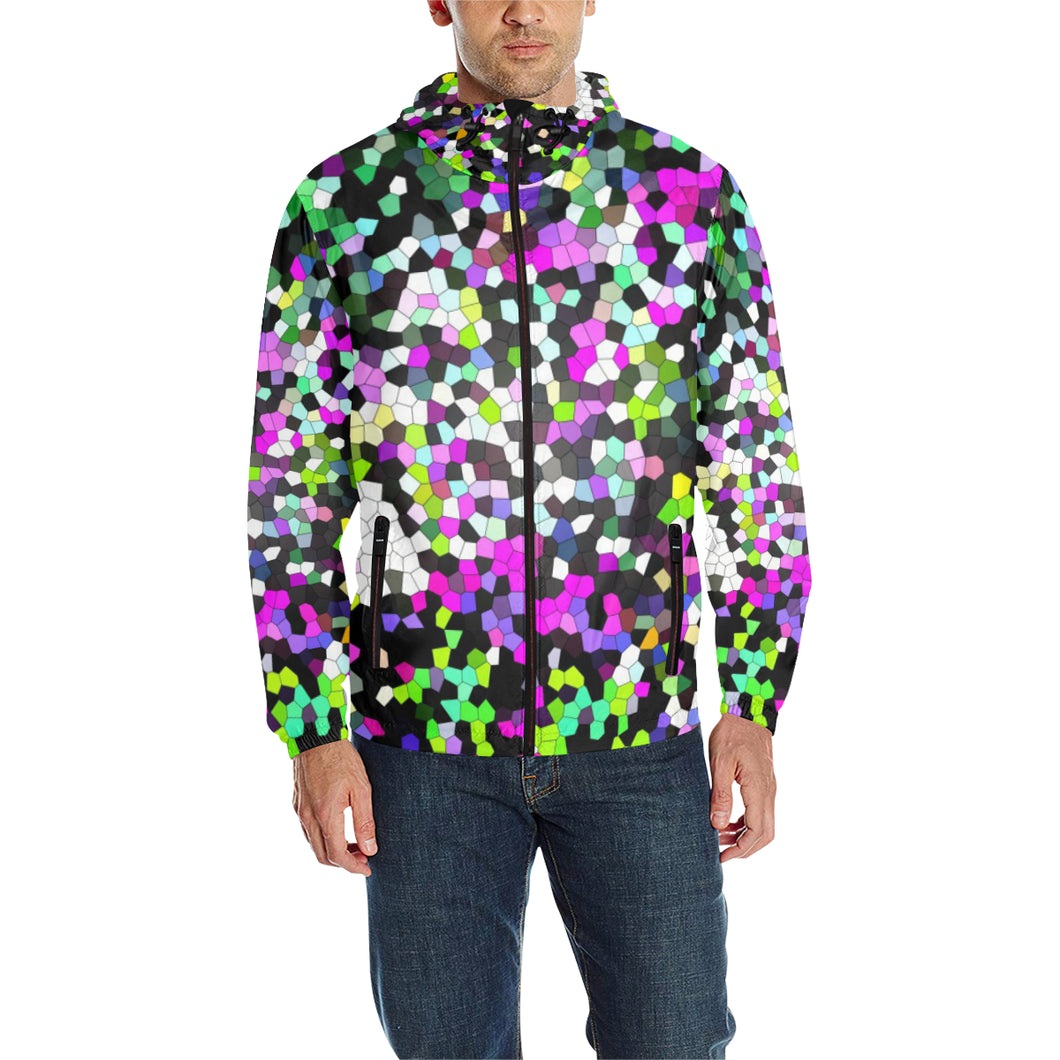 Holiday Paisley Purple Mosaic All Over Print Quilted Windbreaker for Men (Model H35)