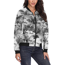 Load image into Gallery viewer, Painted Skulls Black and White All Over Print Bomber Jacket for Women (Model H36)